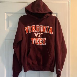 Virginia Tech Hoodie Hooded Sweatshirt SMALL Maroon CHAMPION VPI Hokies NCAA G2
